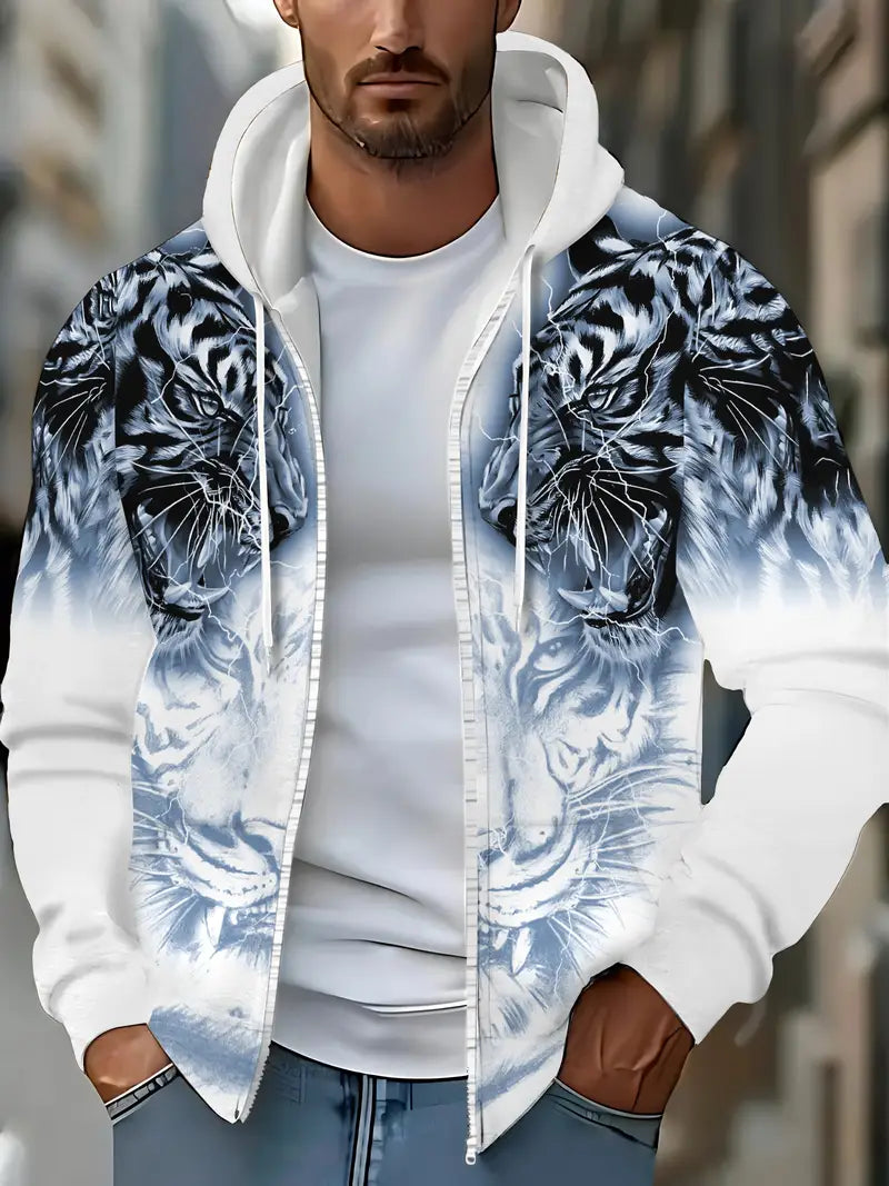 Murillo – Casual Long Sleeve Hoodie Jacket with Tiger Print