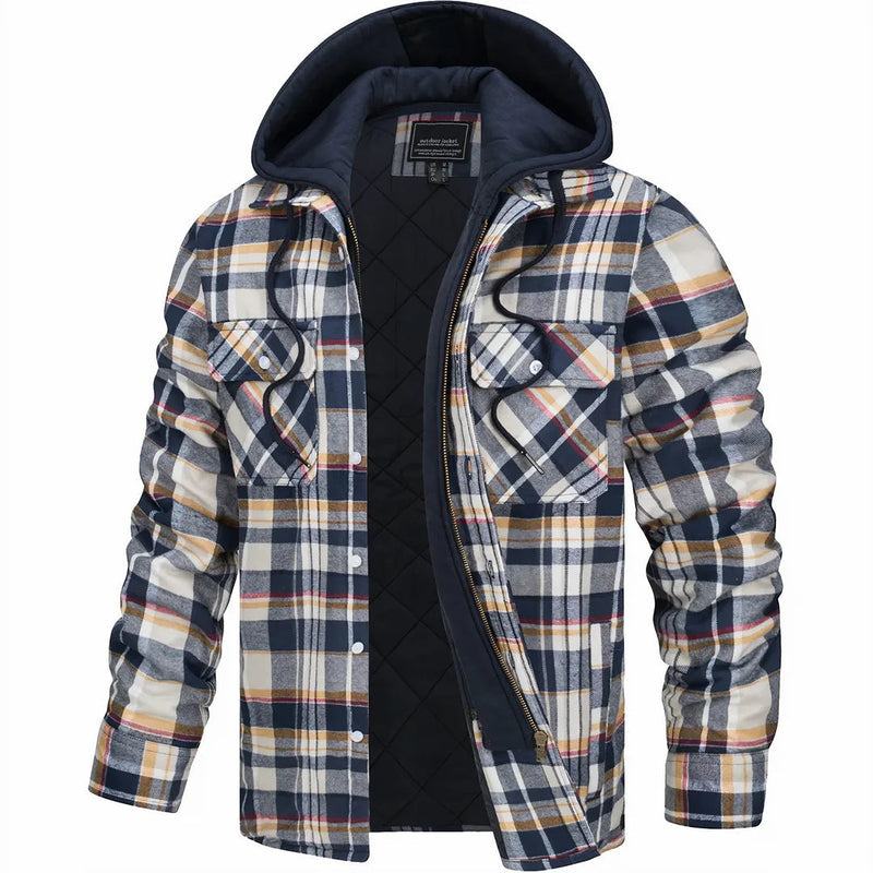 Nadav - Elegant Warm Hooded Jacket with Long Sleeves and Buttons
