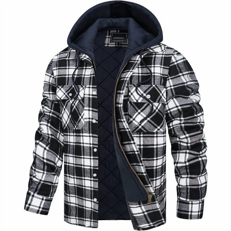 Nadav - Elegant Warm Hooded Jacket with Long Sleeves and Buttons