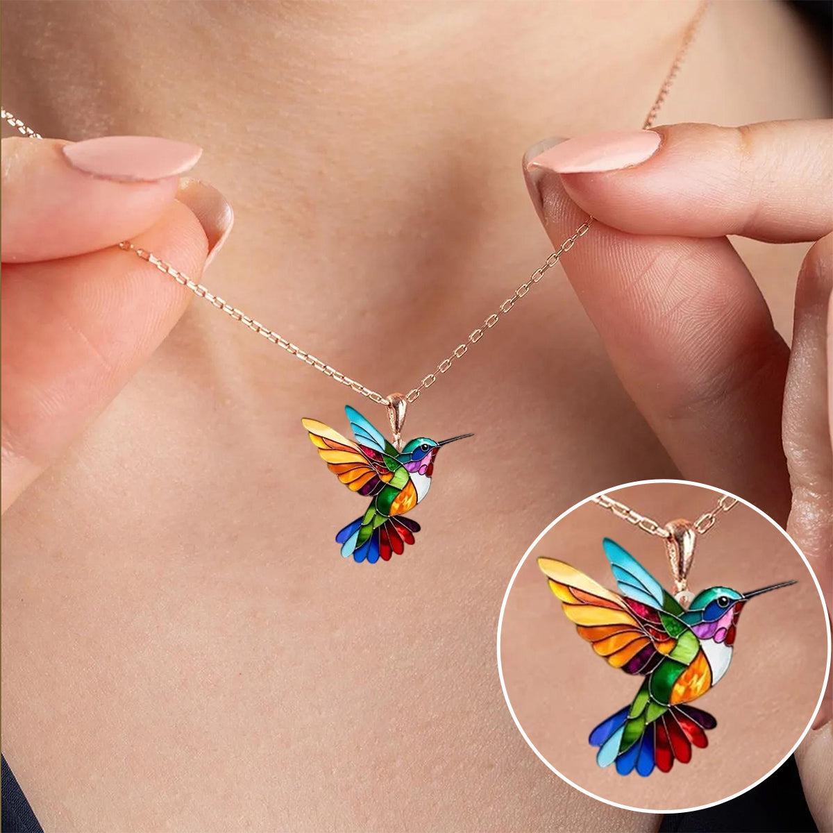 Nahla – Hummingbird Necklace and Earrings
