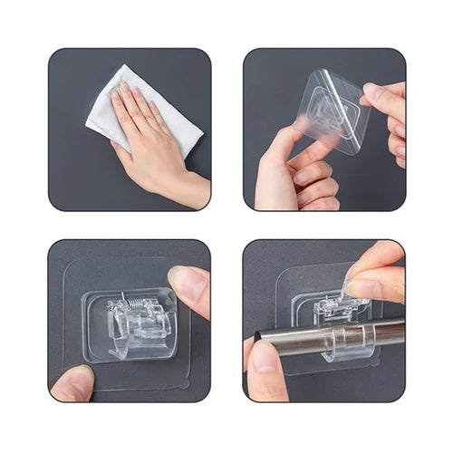 Nail-free Adjustable Curtain Rod Holders (Set of 4)