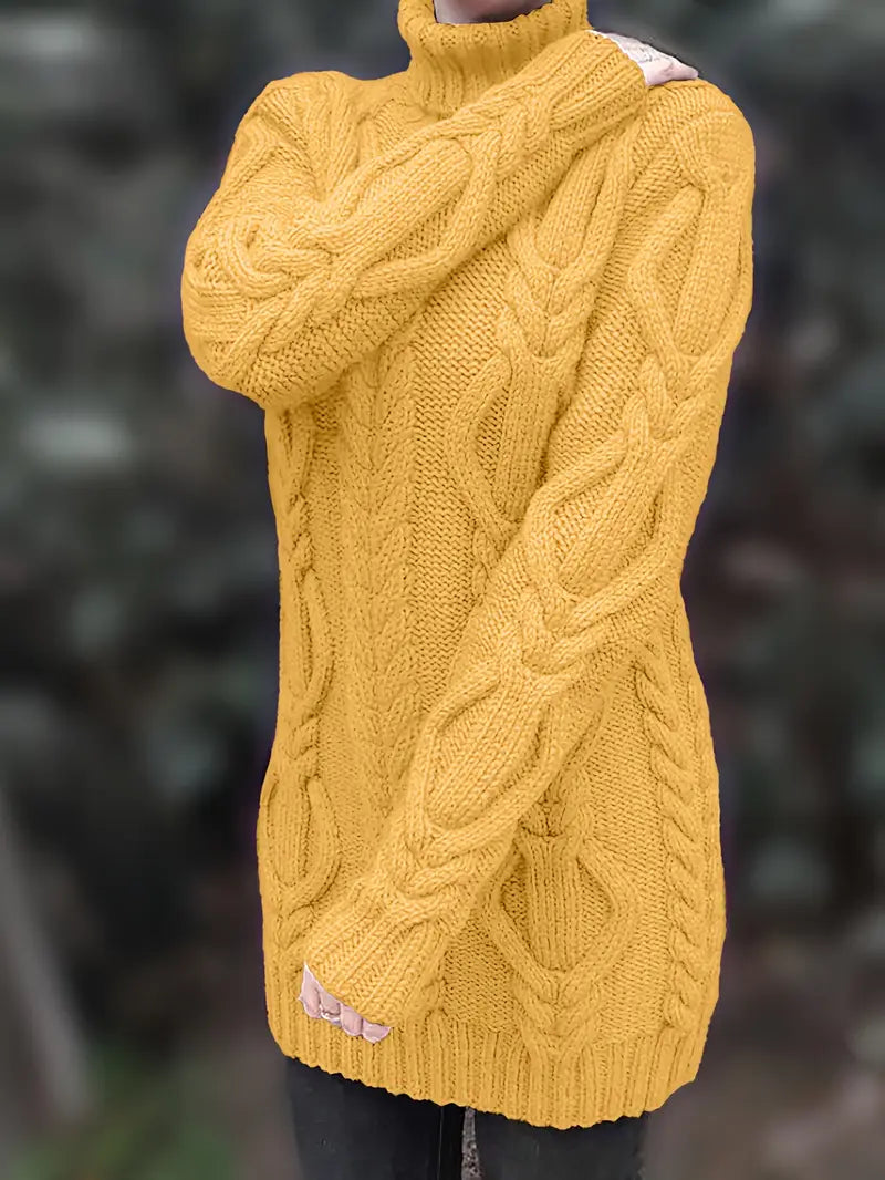Narda - Chunky Knit Turtleneck Dress