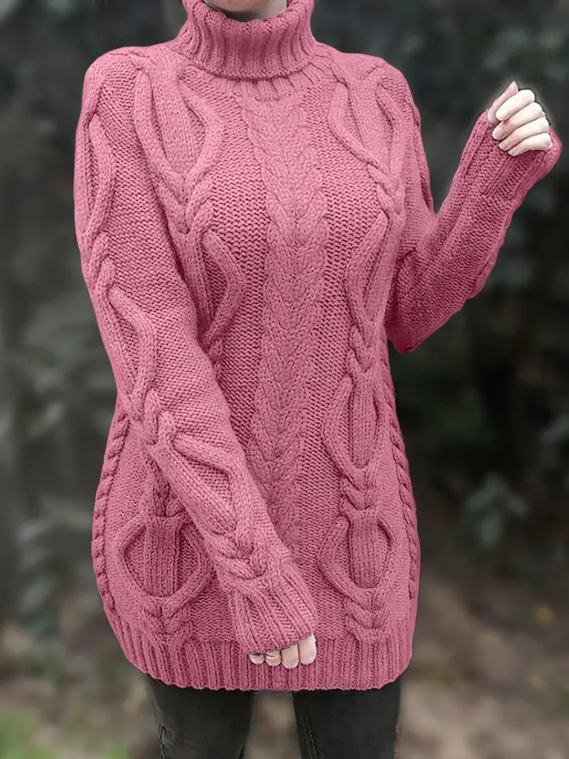 Narda - Chunky Knit Turtleneck Dress