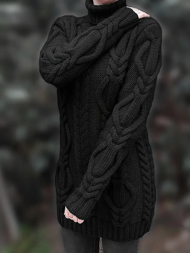 Narda - Chunky Knit Turtleneck Dress