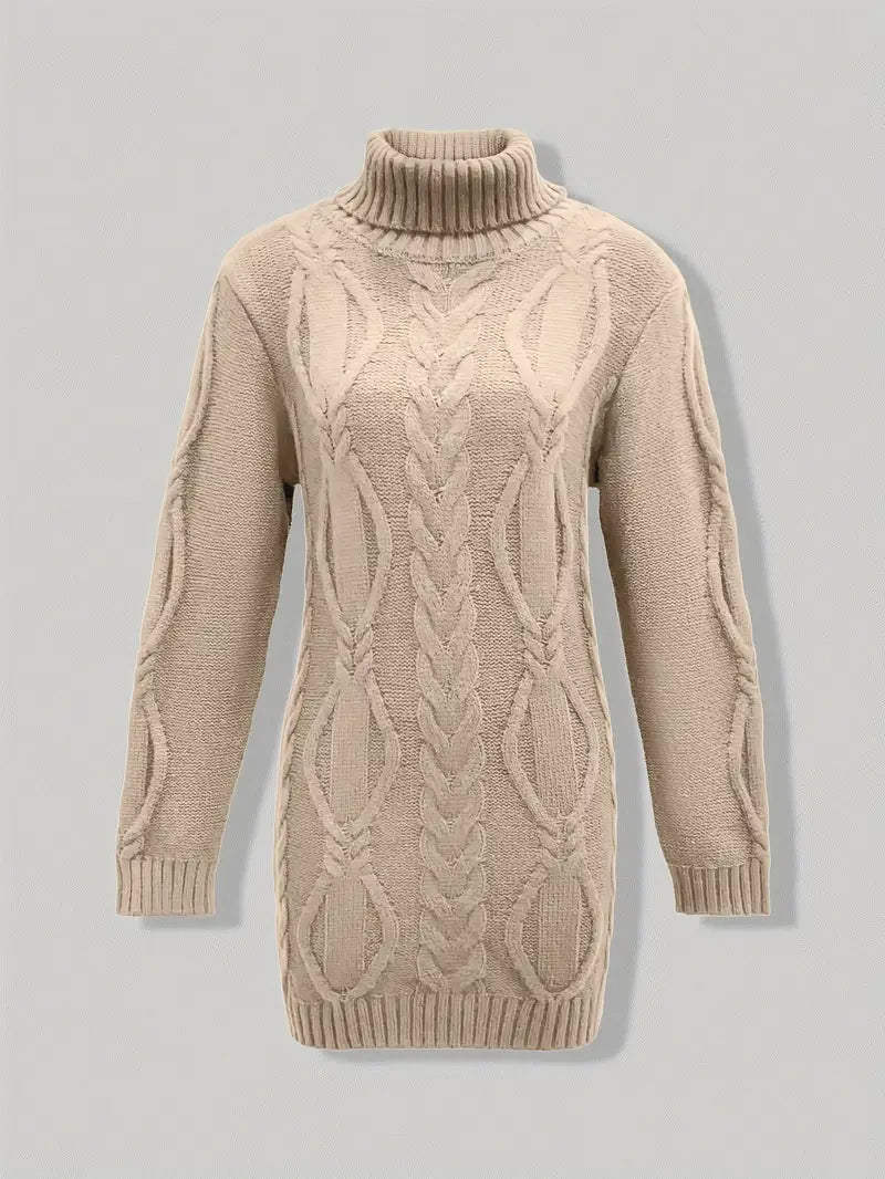 Narda - Chunky Knit Turtleneck Dress
