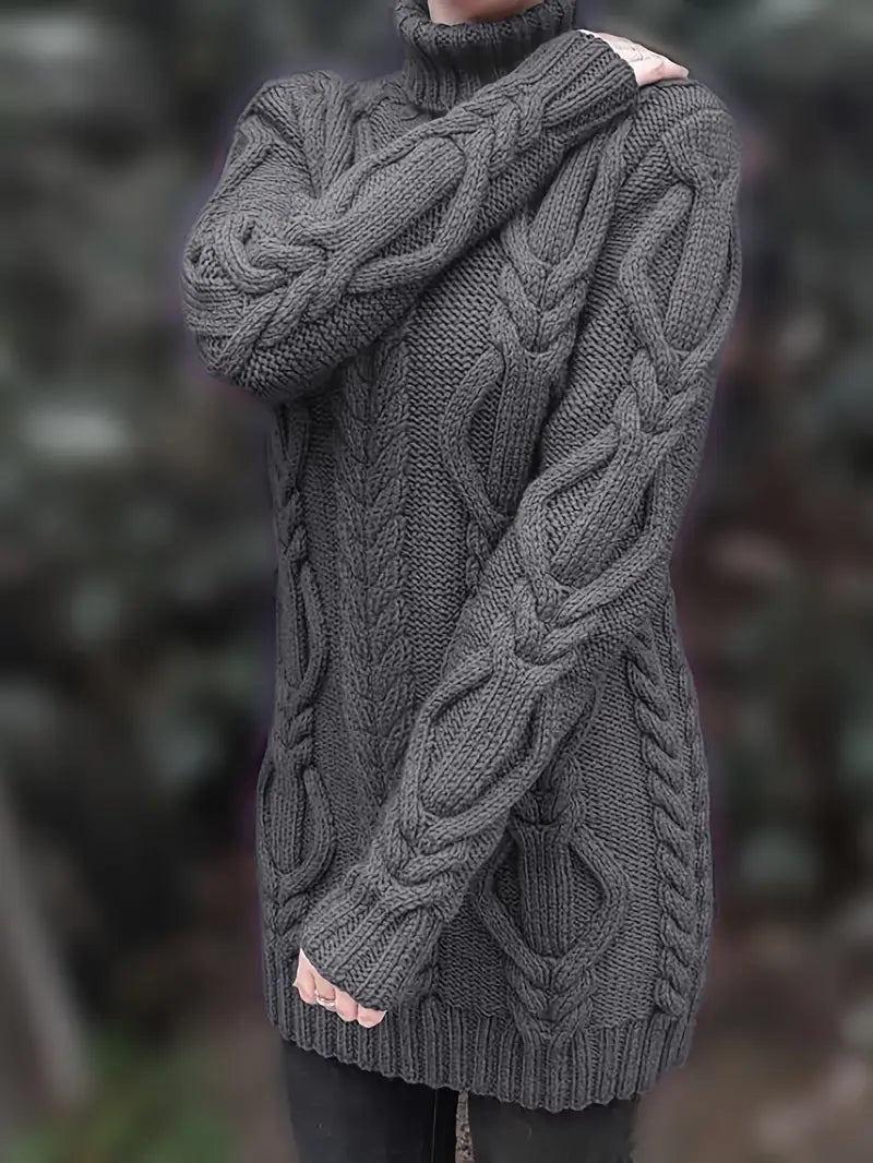 Narda - Chunky Knit Turtleneck Dress