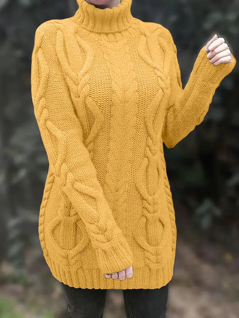 Narda - Chunky Knit Turtleneck Dress