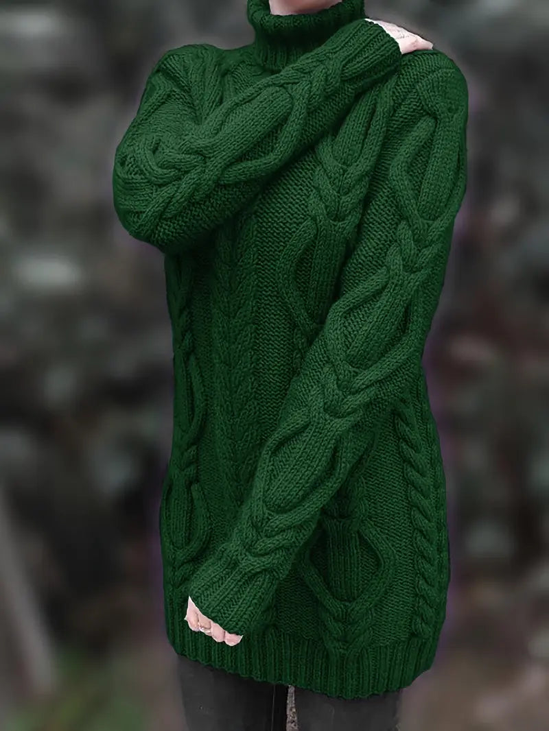 Narda - Chunky Knit Turtleneck Dress