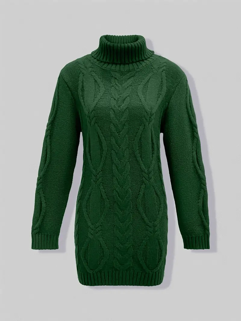 Narda - Chunky Knit Turtleneck Dress