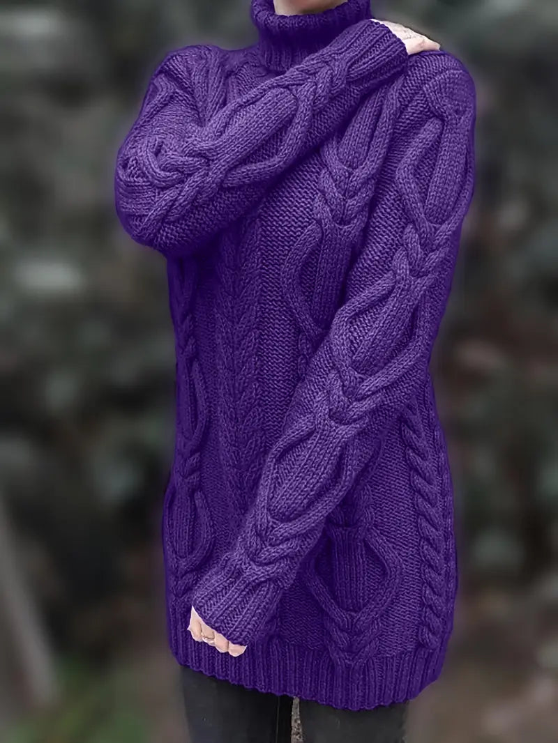 Narda - Chunky Knit Turtleneck Dress