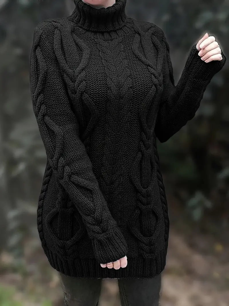 Narda - Chunky Knit Turtleneck Dress