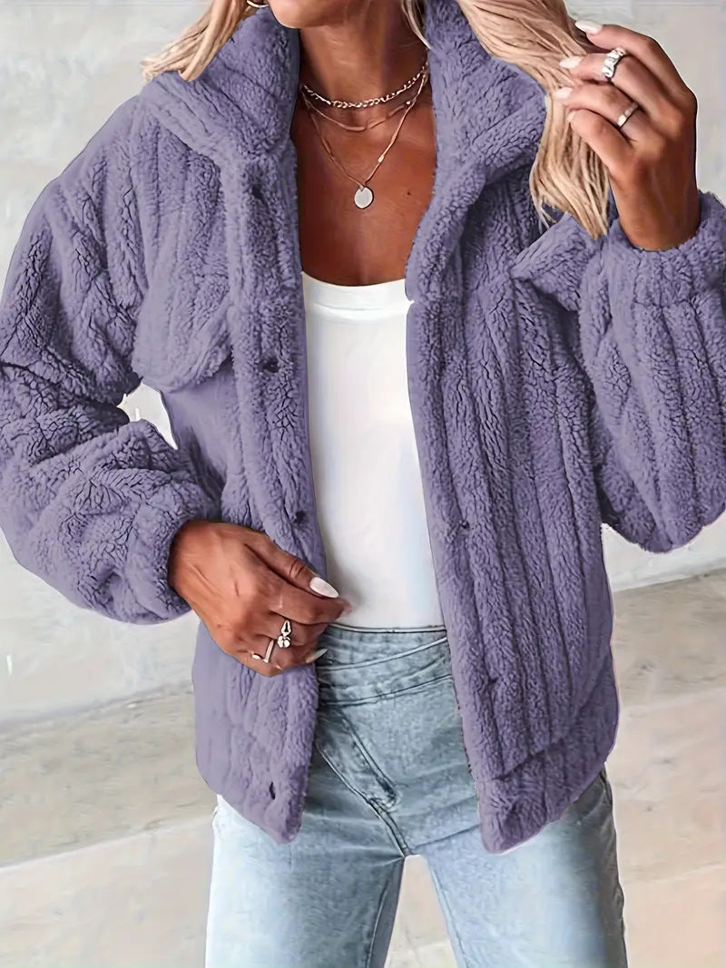 Narin – Casual Teddy Jacket with Faux Pockets