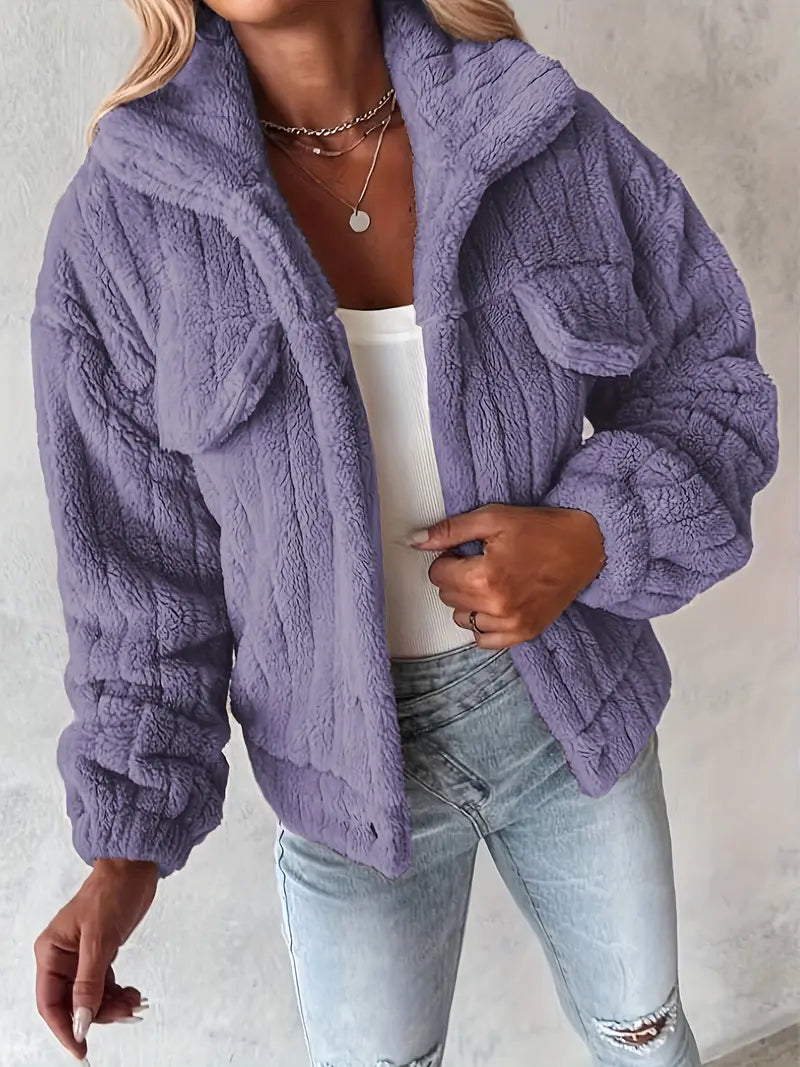 Narin – Casual Teddy Jacket with Faux Pockets