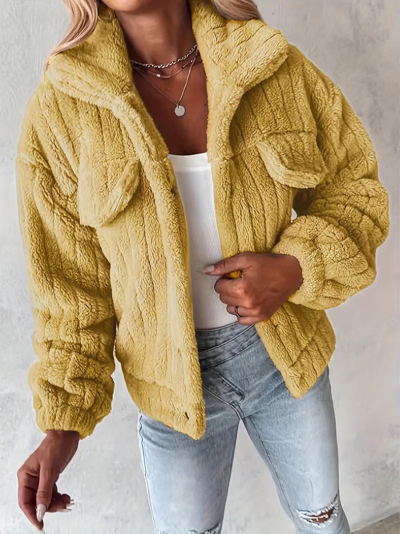 Narin – Casual Teddy Jacket with Faux Pockets