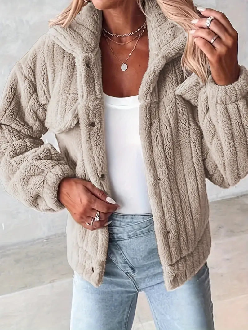 Narin – Casual Teddy Jacket with Faux Pockets