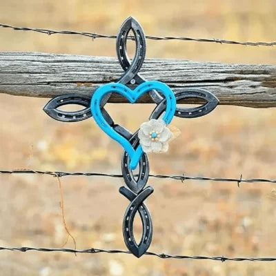 Natural Horseshoe Cross with Heart