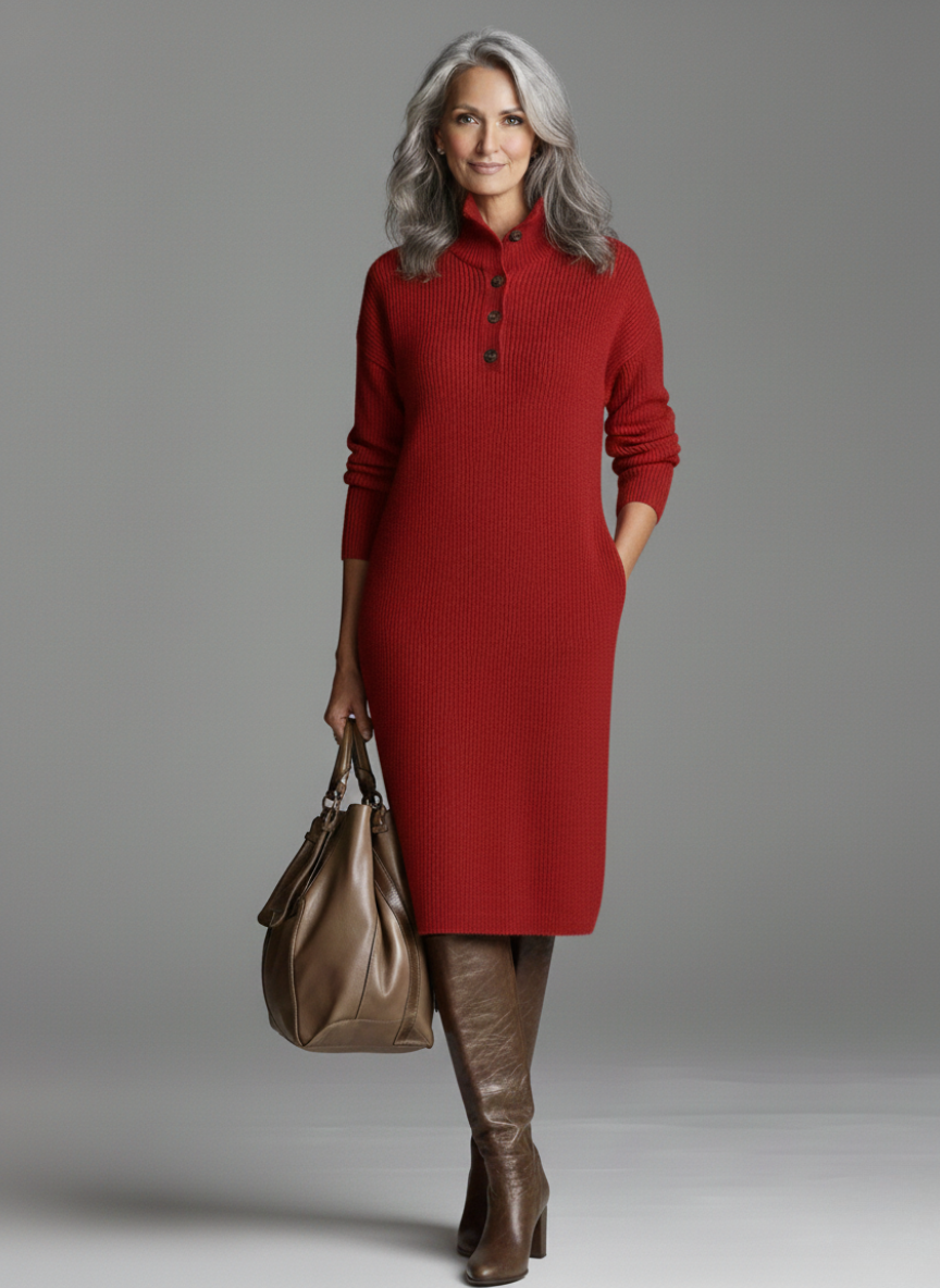Nechama - Stylish Ribbed Midi Dress