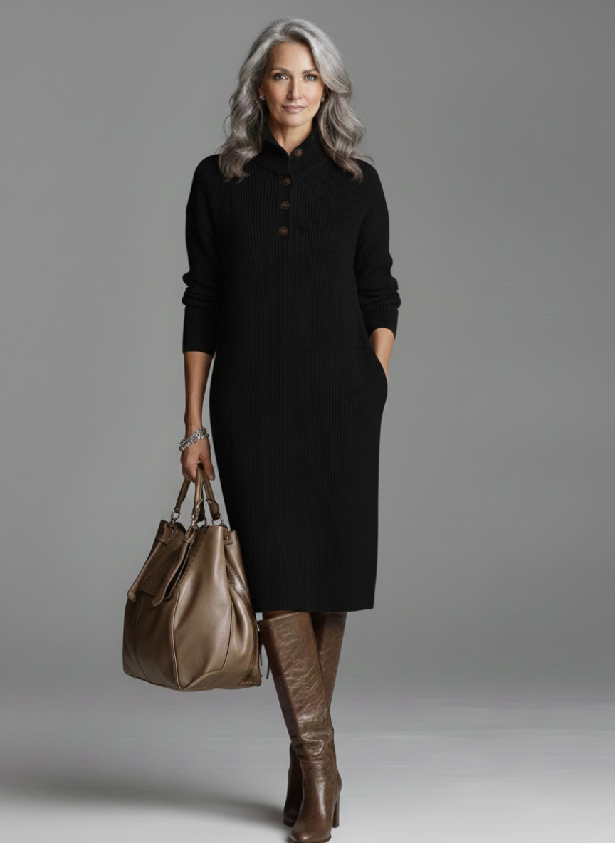 Nechama - Stylish Ribbed Midi Dress