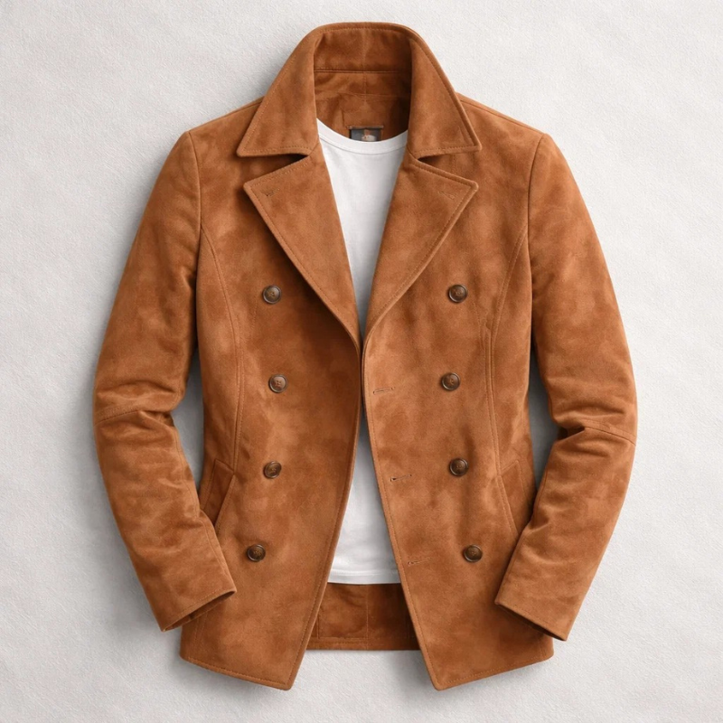 Niccolo – Classic Double-Breasted Suede Jacket
