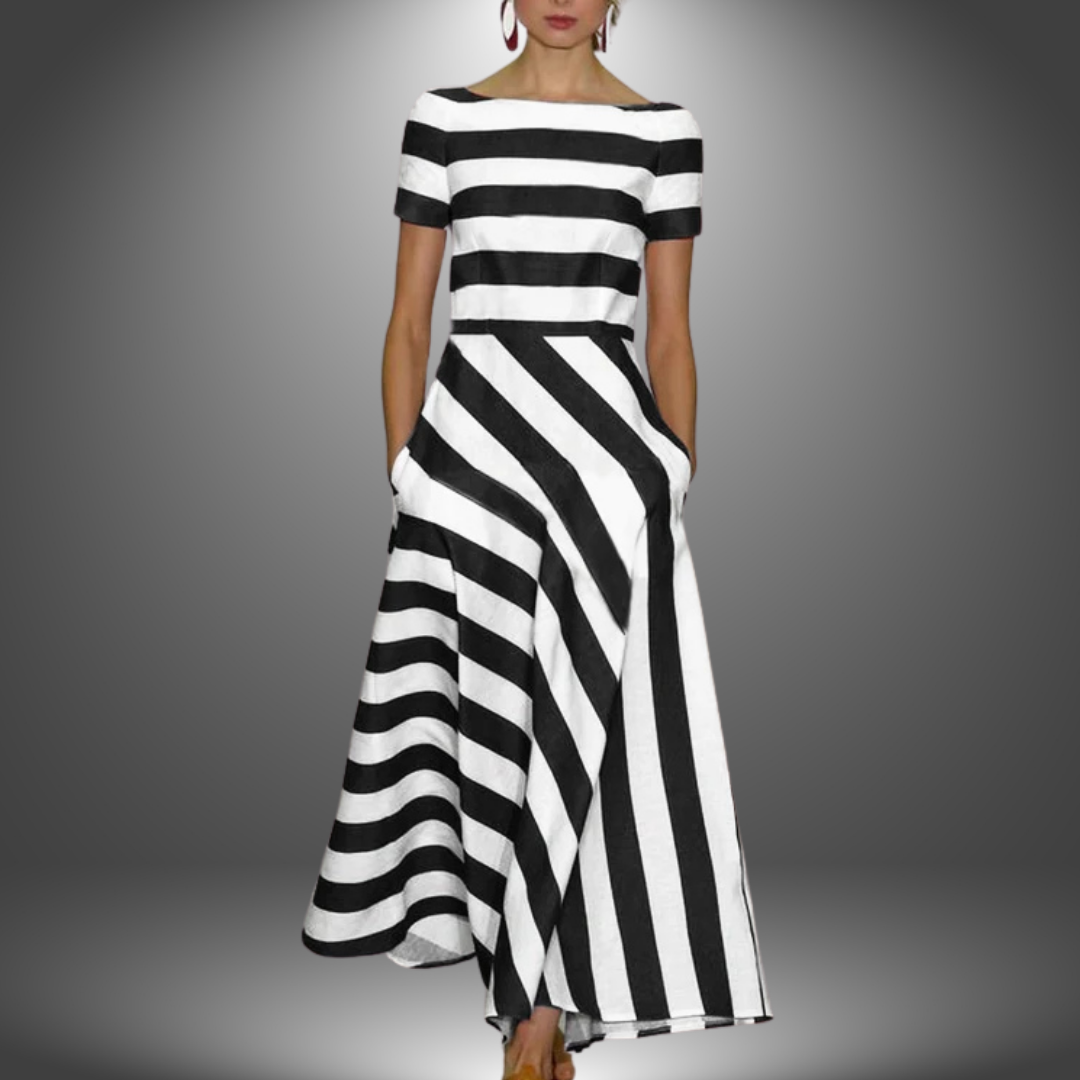 Nicoli | Handcrafted Striped Long Dress