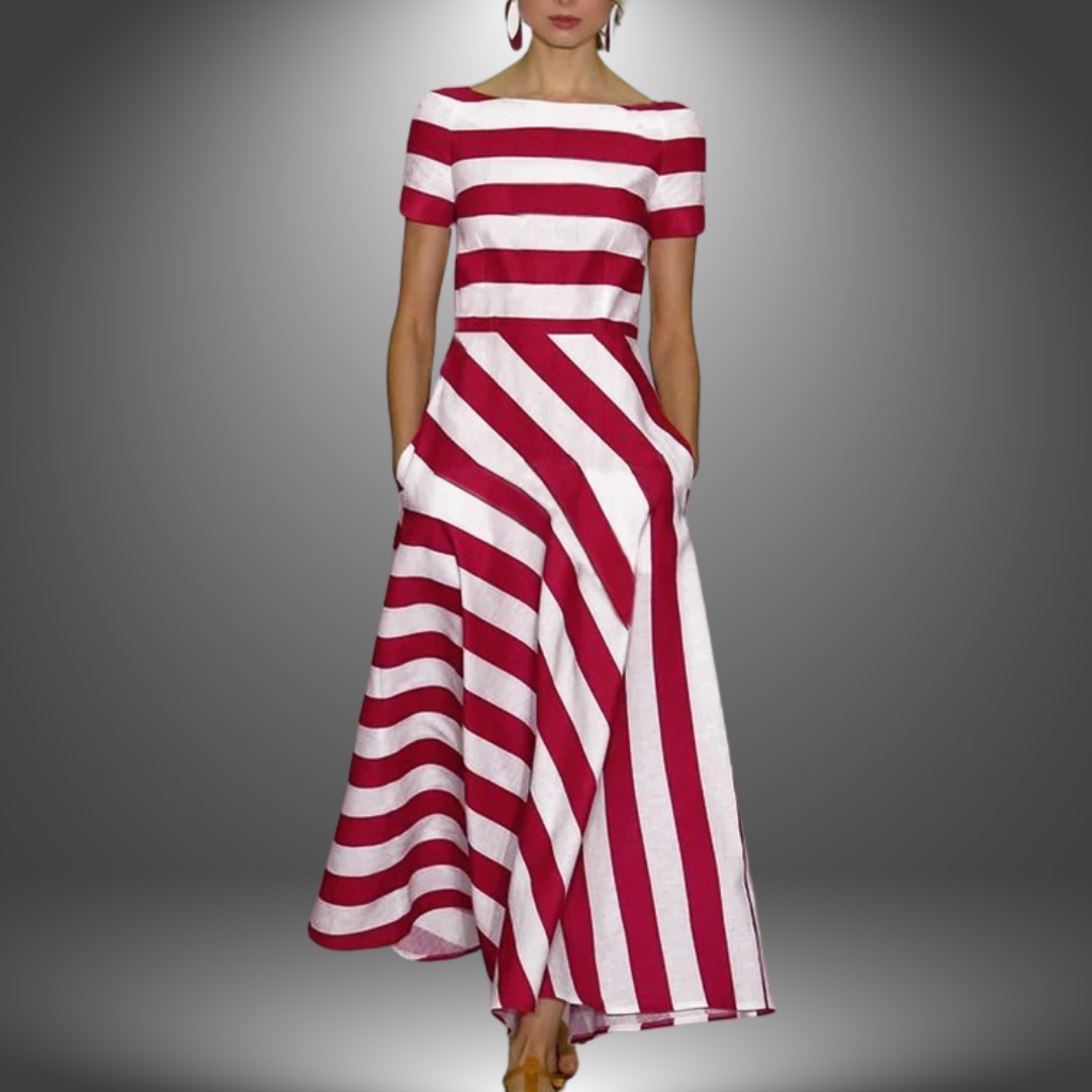 Nicoli | Handcrafted Striped Long Dress