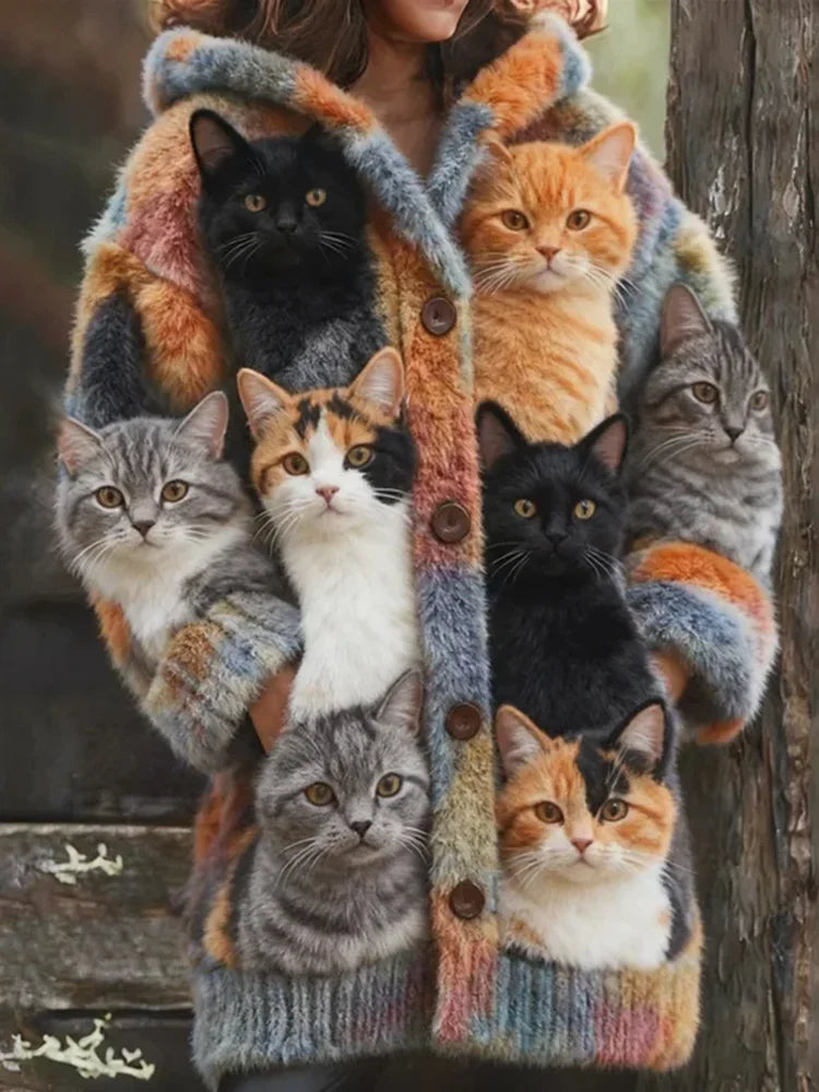 Niraya – Fleece Coat with an Original Cat Design