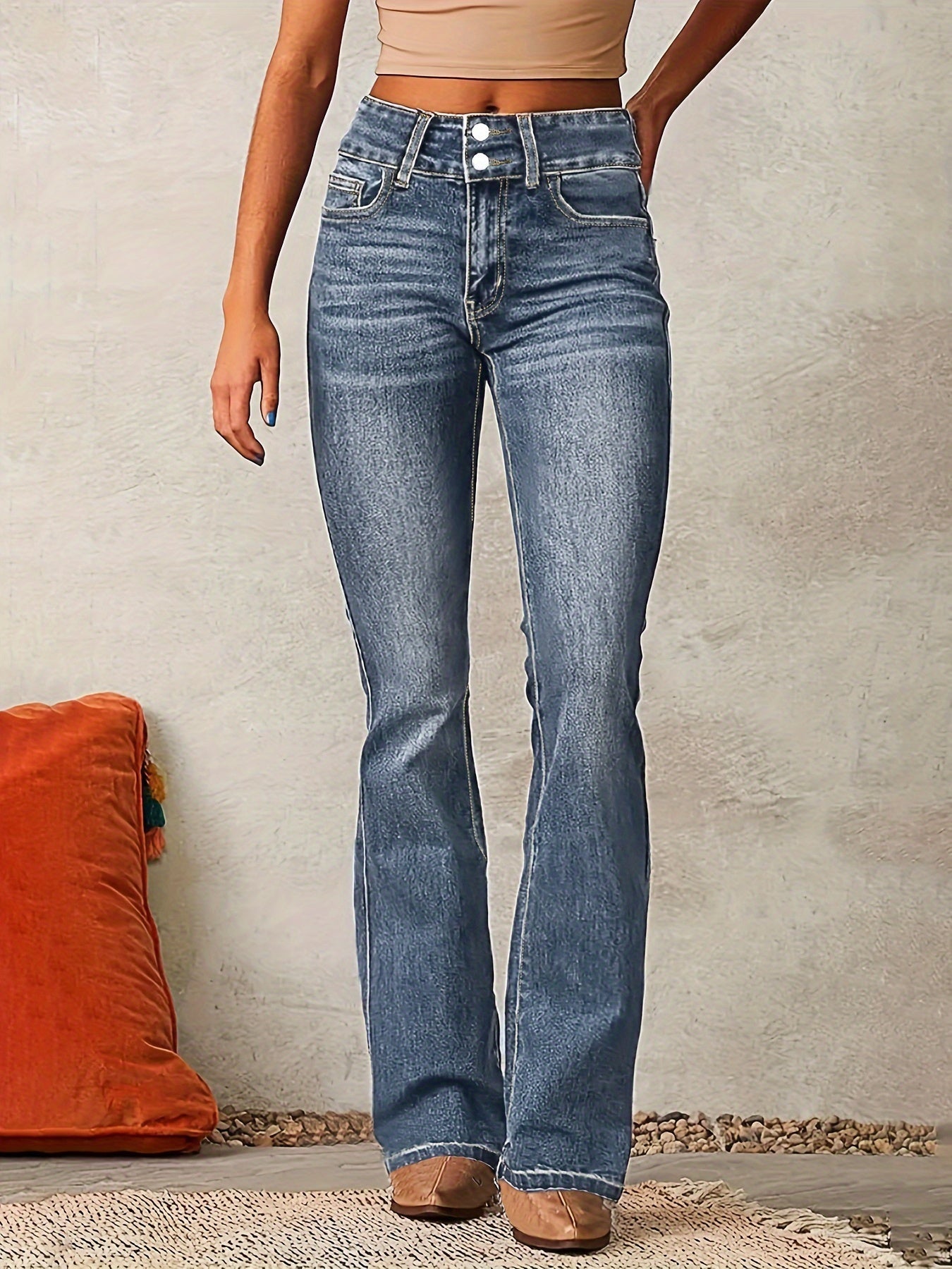 Nirvana – Flared Jeans with Front Button Placket