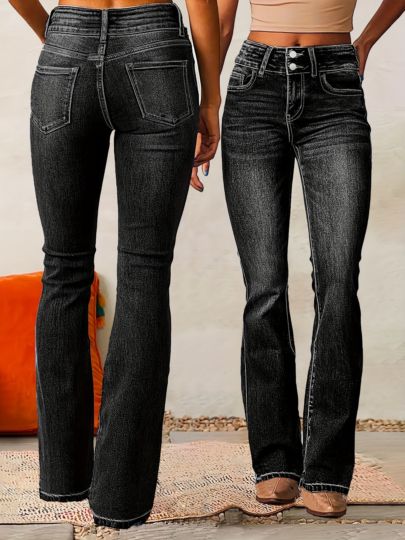 Nirvana – Flared Jeans with Front Button Placket