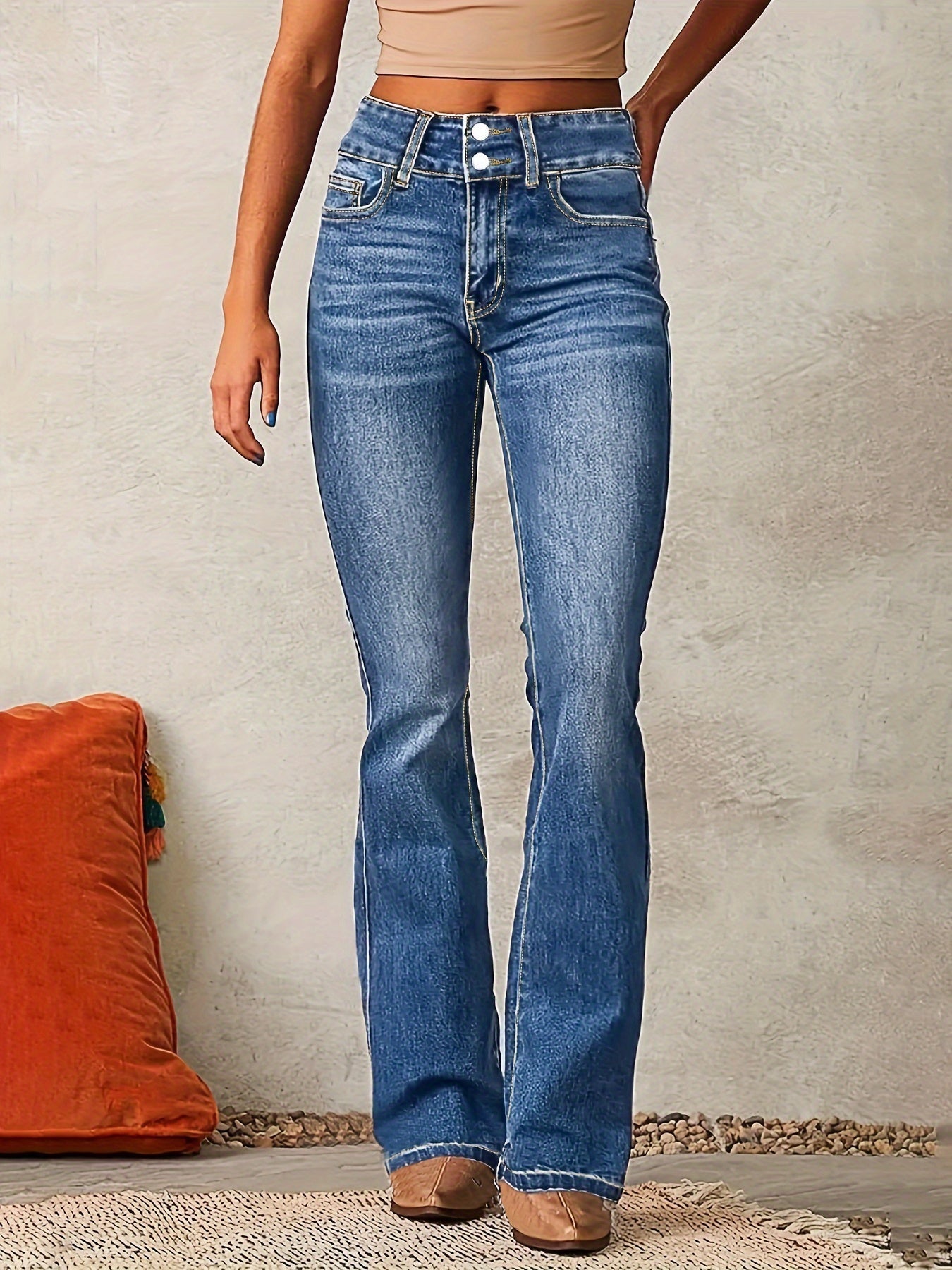 Nirvana – Flared Jeans with Front Button Placket