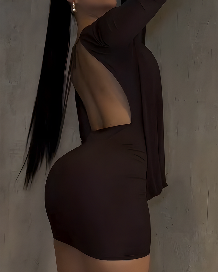 Nixlyn – Mesh Mini Dress with V-Neck and Open Back