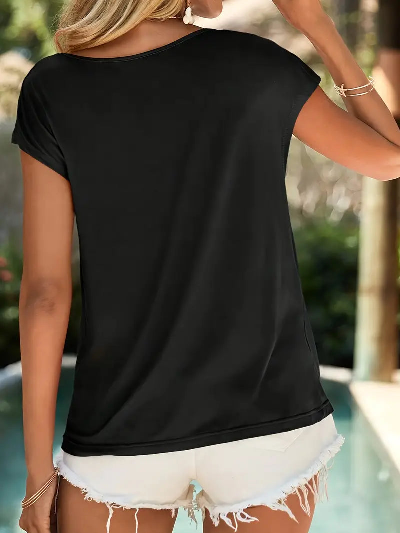 Noguera – Stylish Short Sleeve Blouse with Deep V-Neck