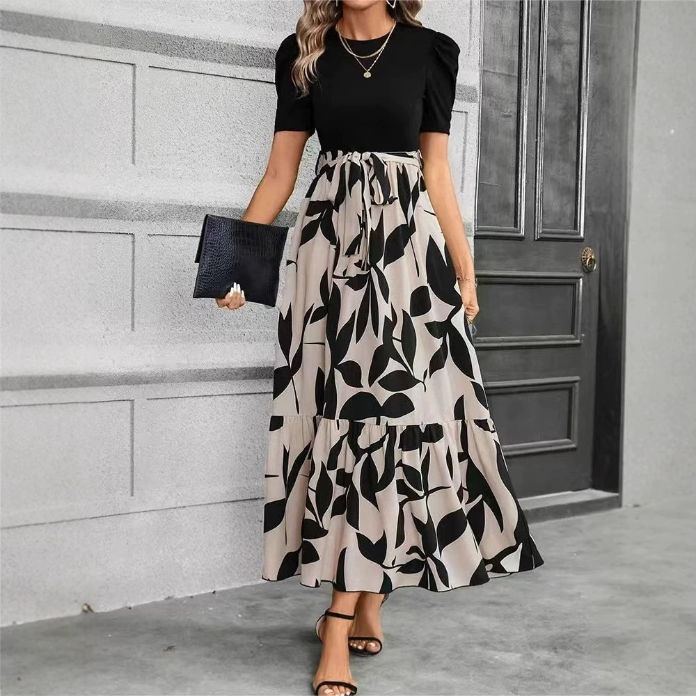 Nuray – Elegant Short-Sleeved Floral Dress