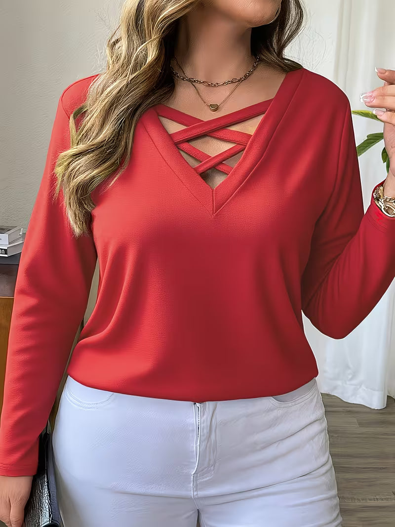 Oihana – Long-Sleeve Top with Crossed V-Neck