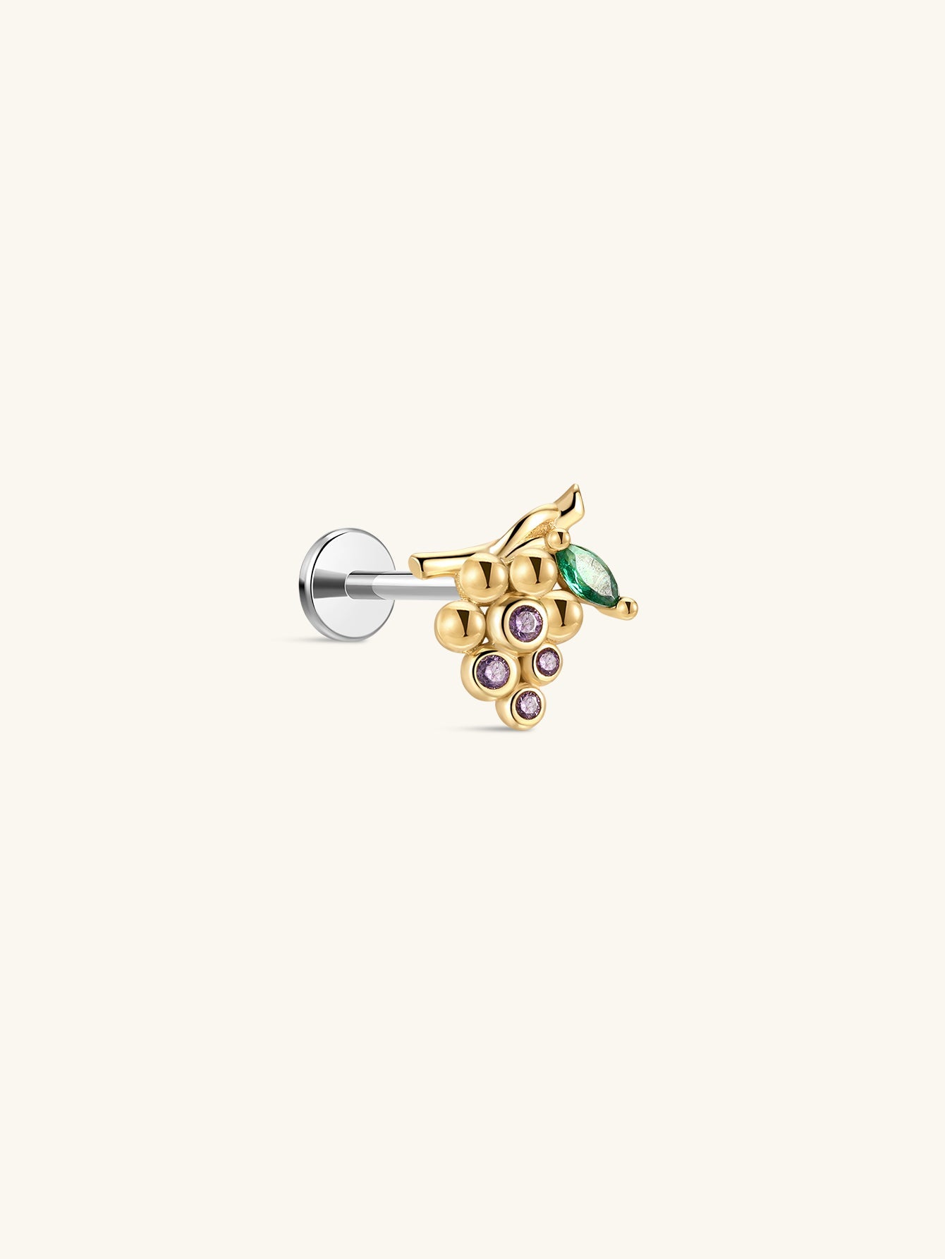 Orchard Grape Stud - 925 Sterling Silver Flat Back
