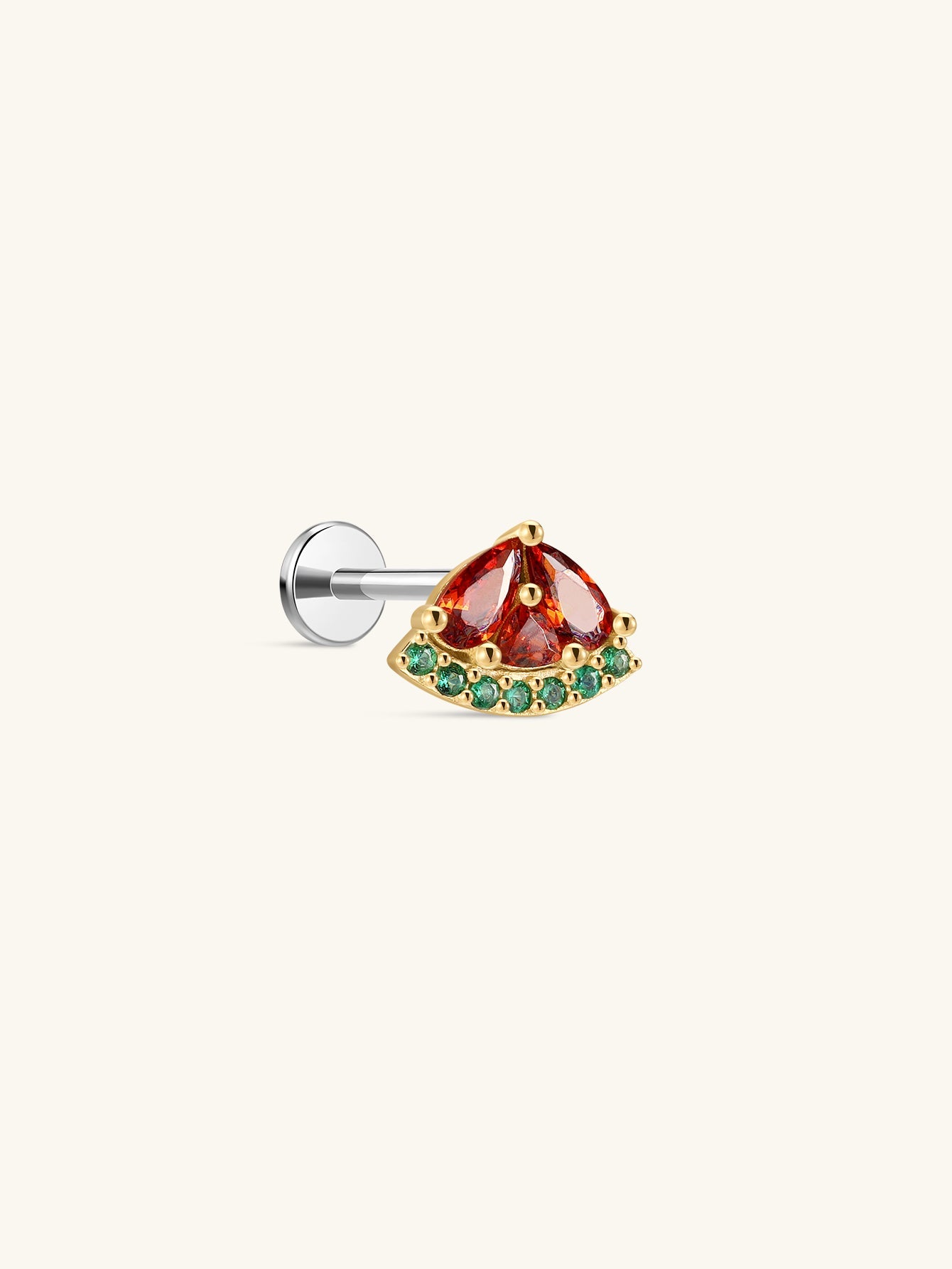 Orchard Watermelon Stud - 925 Sterling Silver Flat Back
