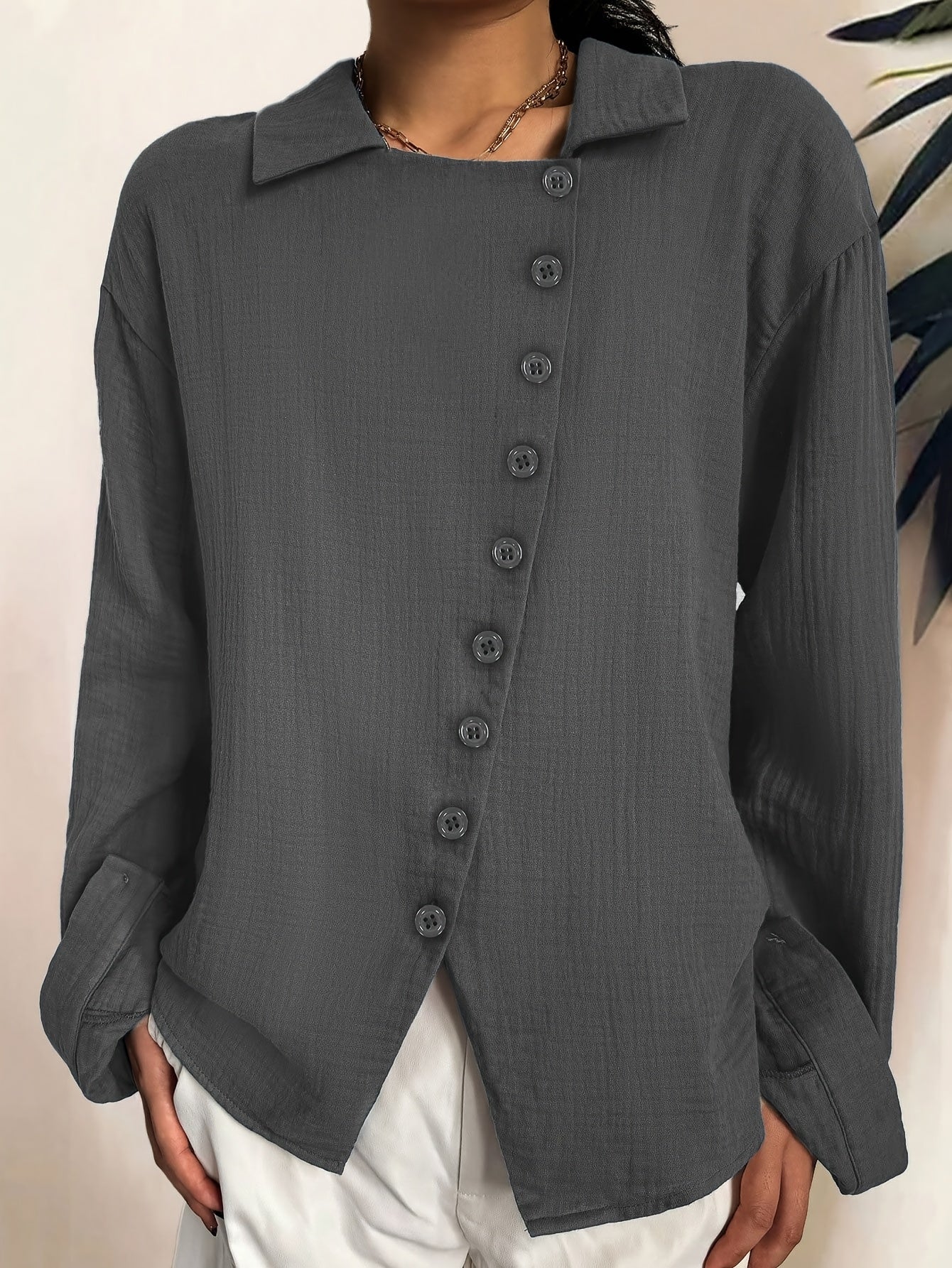 Paige - Long-Sleeve Shirt with Buttons
