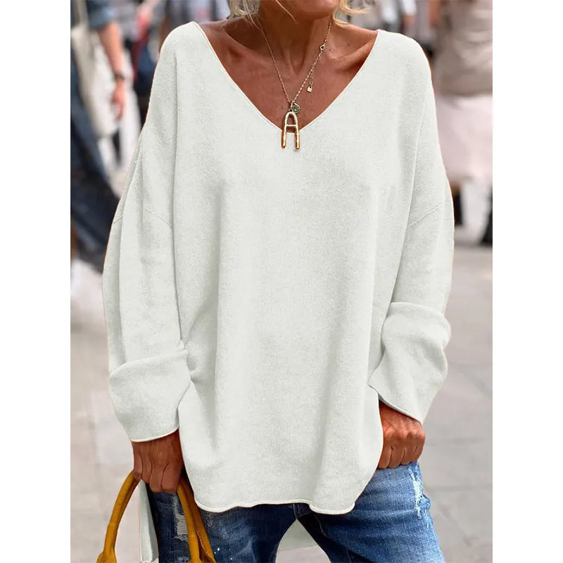 Paola – Elegant Long Sleeve Top with Loose V-Neck
