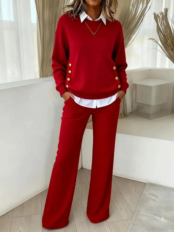 Pavetta - Comfortable Set of Long Sleeve Sweater and Pants