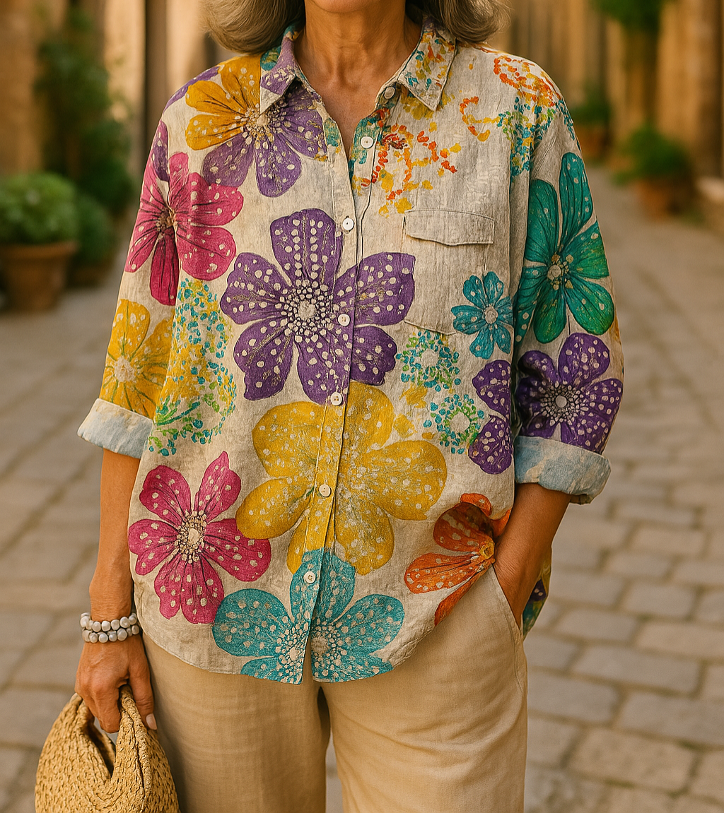 Petra - Casual Blouse with Floral Pattern