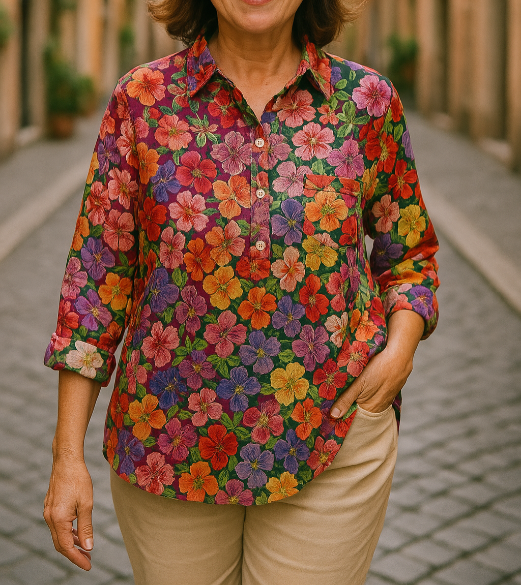 Petra - Casual Blouse with Floral Pattern