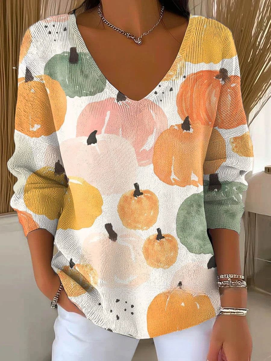 Philana – Colorful Pullover with V-Neck