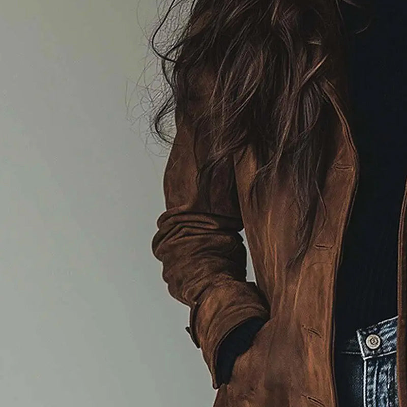 Philippa – Vintage Graben Coat Made of Suede