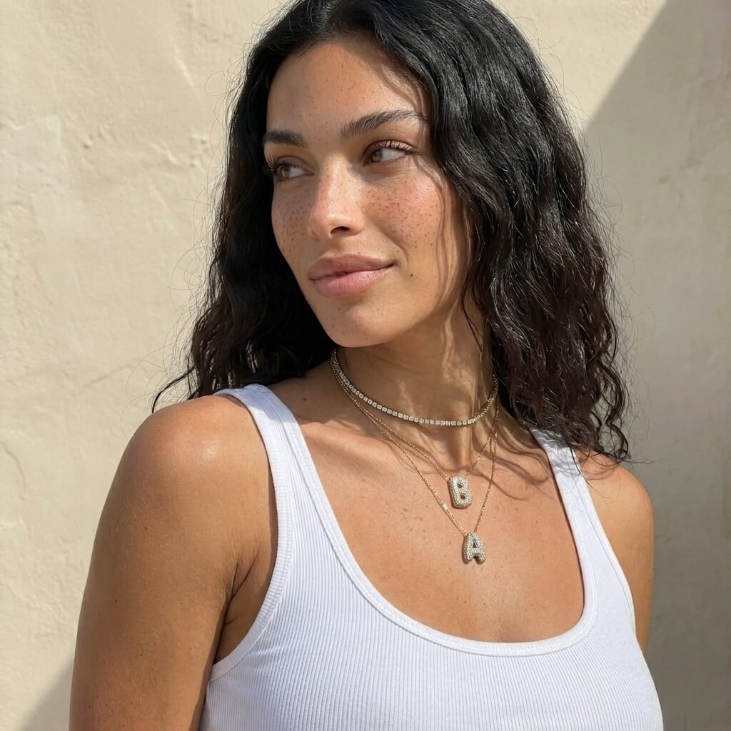 Prism Pavé Bubble Initial Necklace