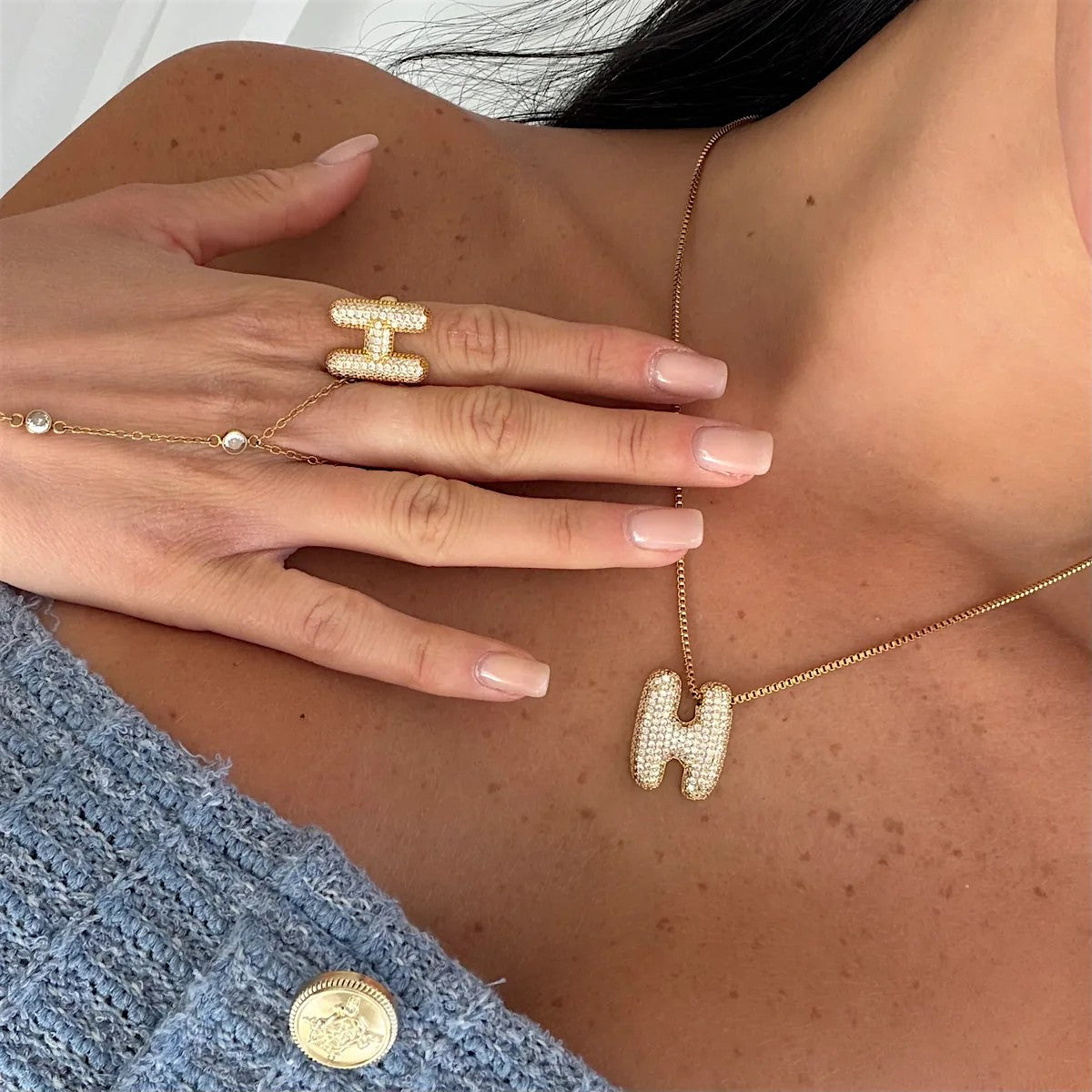 Prism Pavé Bubble Initial Necklace