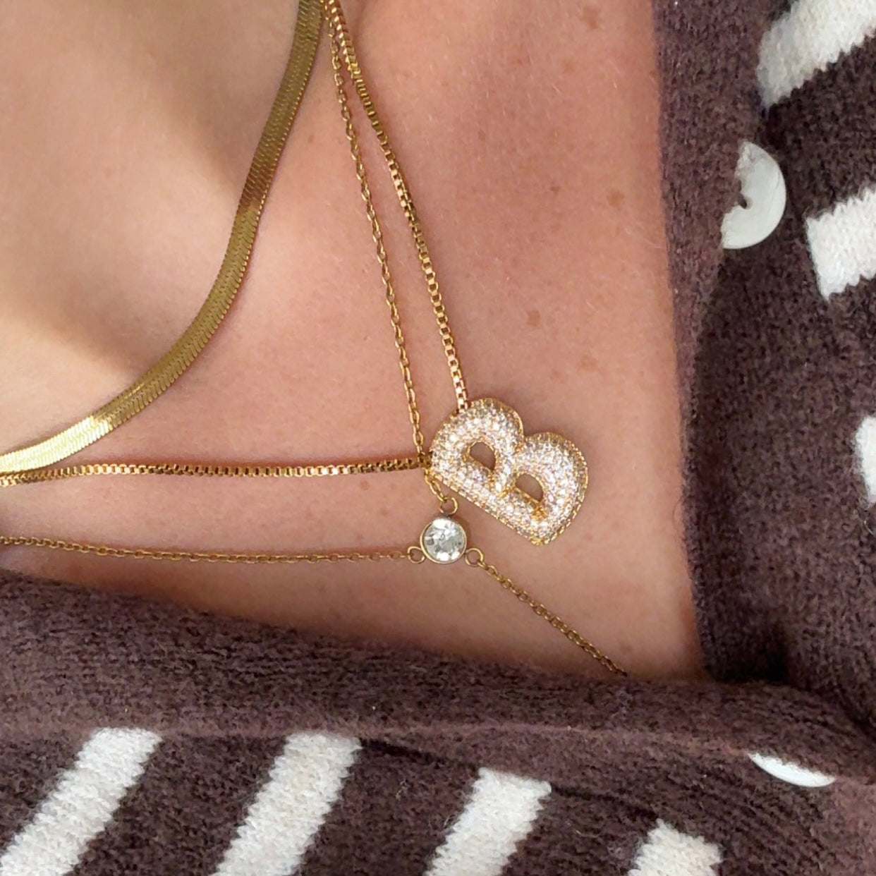 Prism Pavé Bubble Initial Necklace