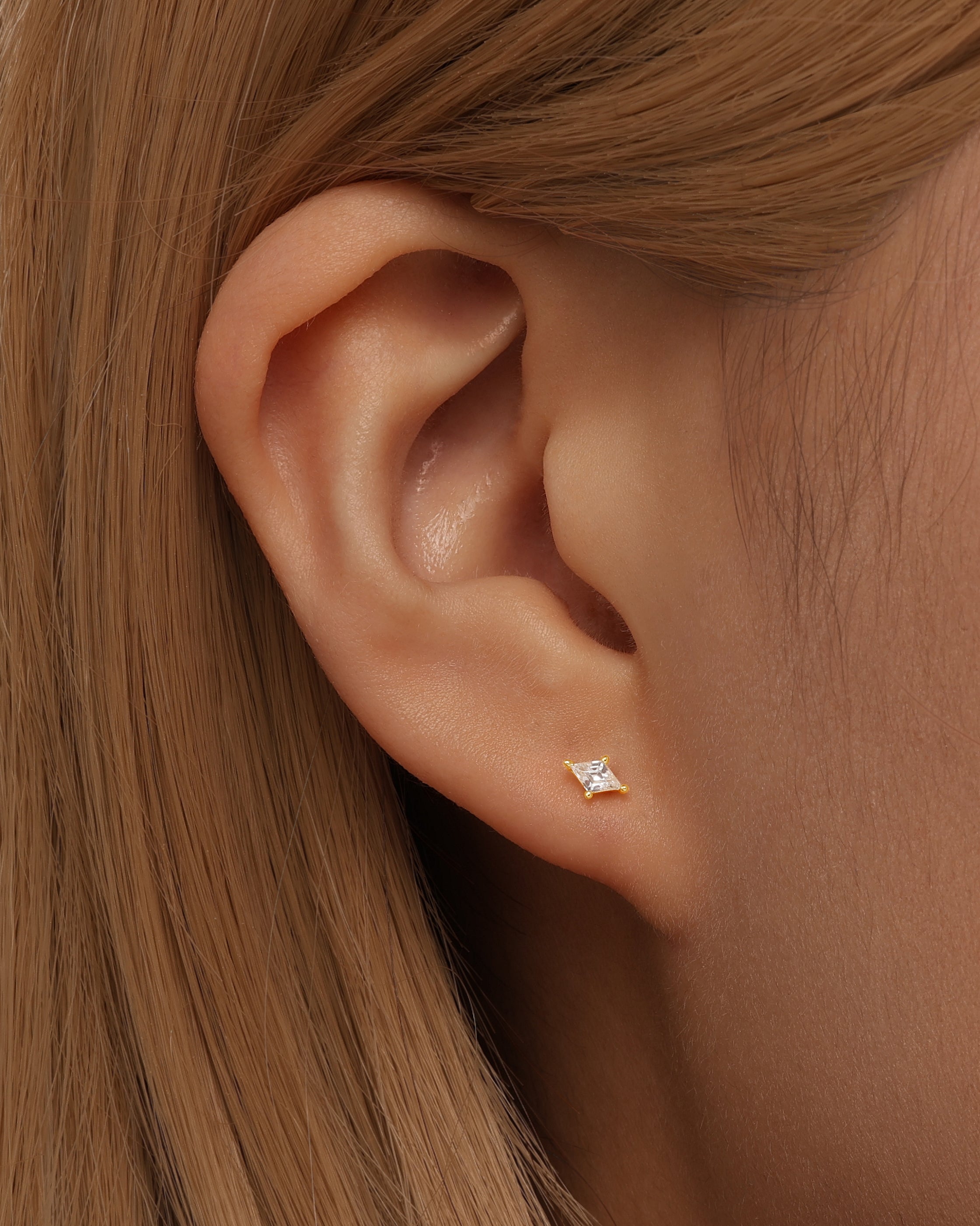 Quadrilateral Pendant Zirconia 3-Piece Earrings