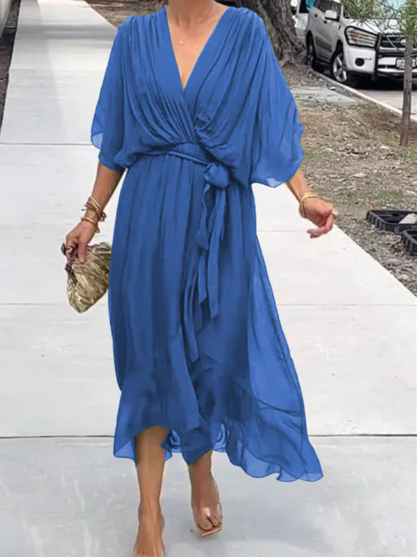 Ramilya - Chiffon Dress with V-Neck