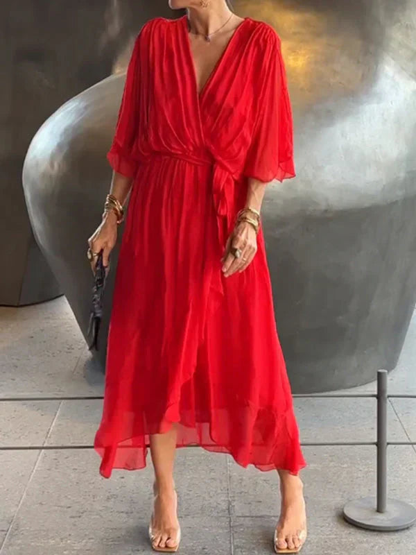 Ramilya - Chiffon Dress with V-Neck