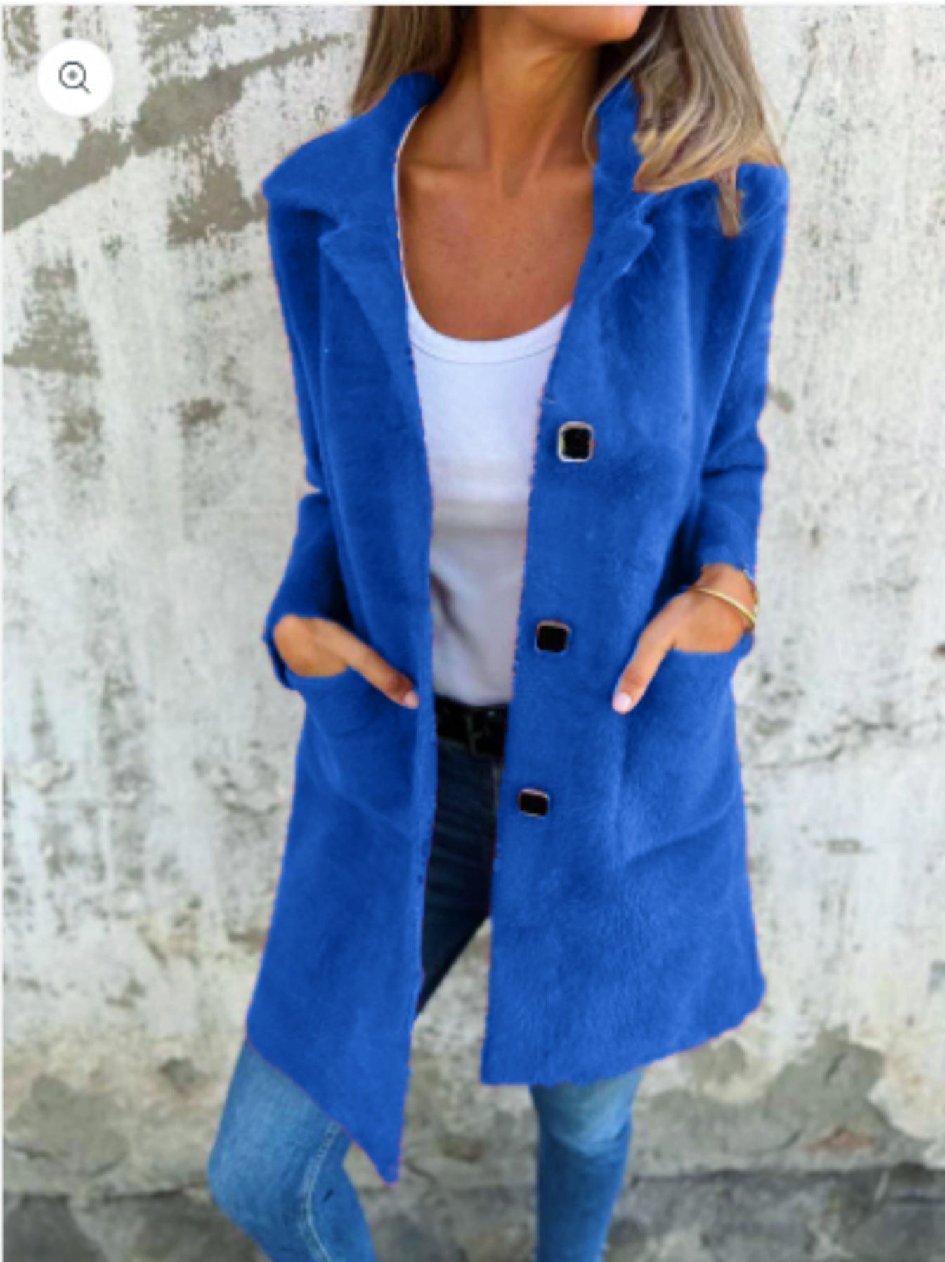 Rionna - Long Sleeve Button Coat with Pockets
