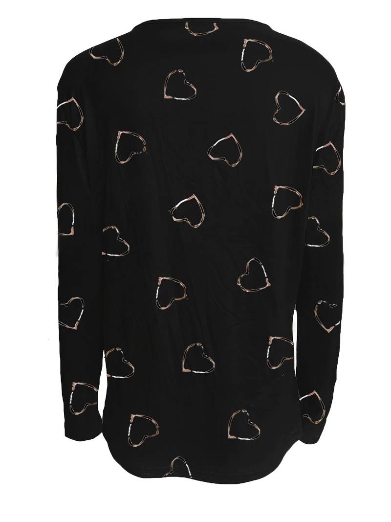 Romisha - T-Shirt with Heart Print and Zipper